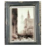 Framed Vintage Sepia City Street Photo