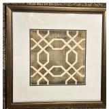 Framed Geometric Abstract Art Print & Lattice Pattern - Modern Wall Decor