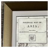 Political Map of Asia - Vintage Framed Wall Art for Study Room & Office