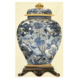 Mirrored Frame with Blue & White Porcelain Vase Print - Framed Wall Decor