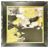 Abstract Painting - Gold Leaf Accents & Black Frame