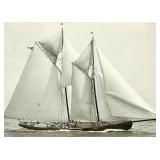 Framed Vintage Black & White Sailboat Photograph - Two-Masted Sailing Vessel
