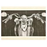 Motorcycle Handlebars Front View Framed Art Print - Chalkboard Style