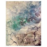 Abstract Canvas Painting - Framed Blue Teal Purple Crackle Pattern