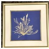 Sea Fan Coral Framed Wall Art on Royal Blue Background & Coastal Decor