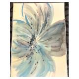 Framed Abstract Watercolor Floral Painting & Blue Teal Tones