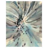 Framed Abstract Watercolor Floral Painting & Blue Teal Tones