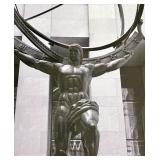 Atlas Statue Framed Photo Armillary Sphere Black & White