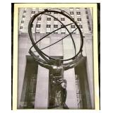 Atlas Statue Framed Photo Armillary Sphere Black & White