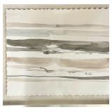 Abstract Striped Watercolor Collage on Torn-Edge Paper Framed Artwork