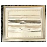 Abstract Striped Watercolor Collage on Torn-Edge Paper Framed Artwork