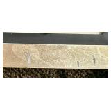 Abstract Artwork - Framed Blue-Gray Leaf on Cream Background