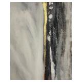 Abstract Vertical Canvas Painting - Gold Accent Stripe - Framed