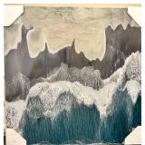 Acrylic Painting - Abstract Teal Ocean Waves