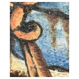 Seascape Canvas Painting - Coastal Boat at Shore, Framed