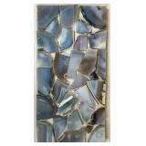 Blue Glass Mosaic Panel - Framed Artwork & Linen Mat Wall Decor