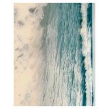 Framed Seascape Photo - Ocean Waves on Sandy Beach & Silver Frame