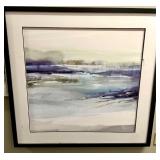 Abstract Landscape Watercolor Framed Art Print - Black Frame & White Mat