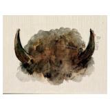 Canvas Wildlife Antlers Painting - Watercolor Horns Artwork for Wall & Signed, Original Canvas