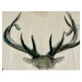 Canvas Wildlife Antlers Painting - Watercolor Horns Artwork for Wall & Signed, Original Canvas