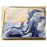 Royal Studio Abstract Wave Painting on Canvas - Blue & Purple, Framed