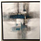 Abstract Textured Painting - Teal & Silver with Raised Texture - #1