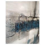 Abstract Textured Painting - Teal & Silver with Raised Texture - #1