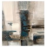 Abstract Textured Painting - Teal & Silver with Raised Texture - #2