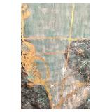 Abstract Geometric Painting - Gold Line Accents on Teal Canvas