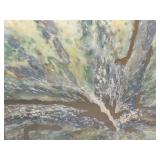 Abstract Watercolor Tree Burst - Framed Artwork in Gold Frame