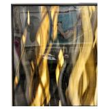 Framed Abstract Art - Gold Ribbon Pattern on Black Background