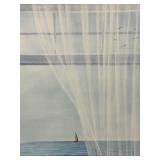 Seascape Sailboats Framed Print & Brushed Silver Frame - Ocean View