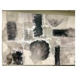 Abstract Canvas Painting - Gray & Black Geometric Composition