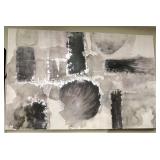 Abstract Canvas Painting - Gray & Black Geometric Composition