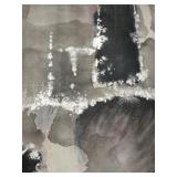 Abstract Canvas Painting - Gray & Black Geometric Composition