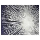 Framed Starburst Abstract Art Print - White Mat & Brushed Metal Frame