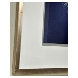 Framed Starburst Abstract Art Print - White Mat & Brushed Metal Frame