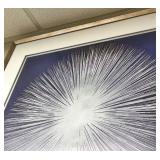 Framed Starburst Abstract Art Print - White Mat & Brushed Metal Frame