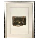 Chanel Handbag Art Print - Framed, Black Quilted Bag with Chain Strap