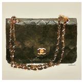 Chanel Handbag Art Print - Framed, Black Quilted Bag with Chain Strap