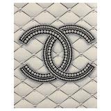 Chanel Canvas Wall Art - Crystal-Embellished Chanel Logo on Quilted Pattern