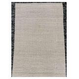 Area Rug - Beige & Gray Geometric Diamond Pattern, Woven Loop Fiber Texture 60" x 94"