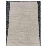 Area Rug - Beige & Gray Geometric Diamond Pattern, Woven Loop Fiber Texture 60" x 94"