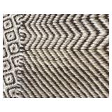 Area Rug - Beige & Gray Geometric Diamond Pattern, Woven Loop Fiber Texture 60" x 94"
