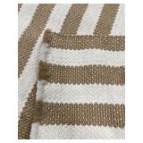 Striped Woven Rug - Tan & White 61" x 90"