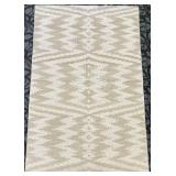 Beige Ikat Pattern Area Rug  59" X 92"