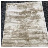 Beige Shag Area Rug - Plush High-Pile, Soft Texture - 90" x 110"