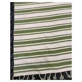 Nourison Rio Vista Dhurrie Rug - Olive Green & Ivory Stripes - 8 ft x 10 ft