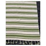 Nourison Rio Vista Dhurrie Rug - Olive Green & Ivory Stripes - 8 ft x 10 ft