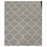 Area Rug - Blue/Grey & White Quatrefoil Trellis Pattern - 8" x 11